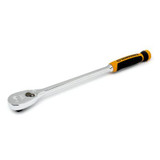 GearWrench 1/2 Inch Drive 90-Tooth Long Handle Dual Material Teardrop Ratchet 16-1/2 Inch