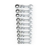 GearWrench 10 Piece 72-Tooth 12 Point Stubby Flex Head Ratcheting Combination Metric Wrench Set