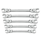 GearWrench 5 Piece Flex Head Flare Nut SAE Wrench Set