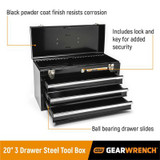 GearWrench 20 Inch 3 Drawer Black Steel Tool Box
