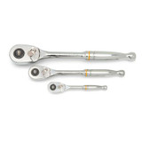 GearWrench 3 Pc. 1/4 Inch, 3/8 Inch and 1/2 Inch Drive 90-Tooth Quick Release Teardrop Ratchet Set