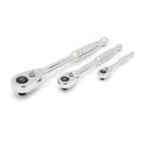 GearWrench 3 Pc. 1/4 Inch, 3/8 Inch and 1/2 Inch Drive 90-Tooth Quick Release Teardrop Ratchet Set