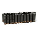 GEARWRENCH 19 Piece 1/2" Drive 6 Point SAE Hi-Viz Deep Impact Socket Set