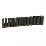 GEARWRENCH 14 Piece 1/2" Drive 6 Point Metric Hi-Viz Deep Impact Socket Set