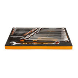 GEARWRENCH 24 Piece 12 Point Metric Hi-Viz Long Pattern Combination Wrench Set in Foam Storage Tray