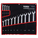 SUNEX 14 Pc. SAE Full Polish V-Groove Combi Wrench Set