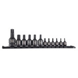 SUNEX 12-Piece Star Impact Socket Set on Rail - 1/4 Inch, 3/8 Inch, and 1/2 Inch Drive