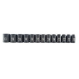 SUNEX 1/2" Dr. 13pc Metric 12-Point Impact Socket Rail Set