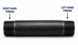 Standard Black Steel Right & Left Pipe Nipple, Schedule 40, Threaded Both Ends