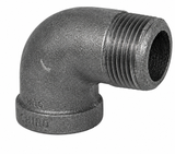 150# Black Malleable Iron 90° Street Elbow with Male NPT × Female NPT Threads – Class 150 Threaded Pipe Fitting, Black Malleable Iron Construction, Available in Sizes from 1/8 Inch through 6 Inch for Plumbing, Industrial, Mechanical, and Fire Protection Applications.