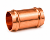 Domestic wrot copper no-stop coupling with copper sweat x copper sweat connections for repairing or extending copper tube in plumbing, potable water, HVAC, hydronic heating, and mechanical piping systems.