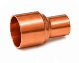 Domestic wrot copper fitting x copper fitting reducer with copper sweat reducing connection for joining different-size copper tube in plumbing, potable water, HVAC, hydronic heating, and mechanical piping systems.