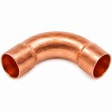 Domestic Wrot Copper x Copper Long Turn 90° Elbow with copper sweat connections for smooth long-radius 90-degree directional changes in plumbing, HVAC, refrigeration, and industrial piping systems.