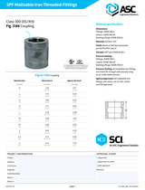 300# Extra Heavy Galvanized Malleable Iron Coupling Submittal Spec Sheet