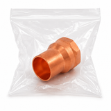 Domestic cleaned and bagged wrot copper female adapter with FTG x FIP connection for clean and controlled piping systems.