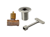 Pro-Flex HearthMaster Brushed Nickel Straight Keyed Gas Valve Kit with Flange & Key