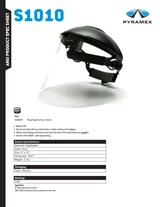 Pyramex S1010 Clear Polyethylene Face Shield Spec Sheet