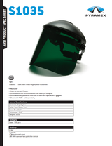 Pyramex S1035 Dark Green Tinted Polyethylene Face Shield Spec Sheet