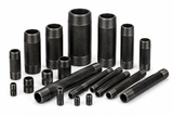 Charman Schedule 80 extra-heavy black steel pipe nipples, male NPT threaded both ends, sizes 1/8" through 2".