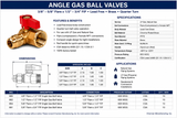 Charman angle gas ball valve specifications, dimensions, connection sizes, pressure rating, and applications for SKUs 880 through 883