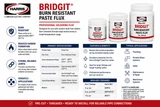 Harris Bridgit burn resistant paste soldering flux specifications, features, applications, and available package sizes