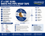 Charman T2010-100 PVC pipe wrap tape specifications, features, applications and installation guide for 2" x 100' 10 mil tape