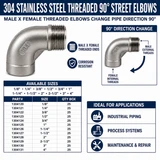 304 Stainless Steel 150# 90° Street Elbow - SP112
