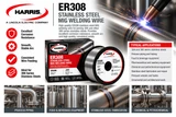 Harris ER308 stainless steel MIG welding wire for 300 series stainless steel fabrication and process piping