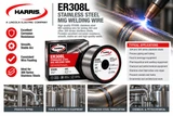 Harris ER308L stainless steel MIG welding wire for 300 series stainless steel fabrication and process piping