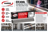 Harris ER308L stainless steel TIG welding rods for 300 series stainless steel fabrication and process piping