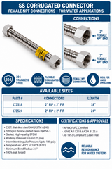 Stainless Corrugated Connector - 2" FIP x 2" FIP Spec Sheet
