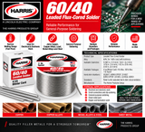 Harris 60/40 Leaded Flux-Cored Solder Features Applications and Technical Specifications