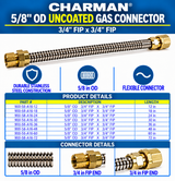 Charman 5/8" OD Uncoated Connector - 3/4" FIP x 3/4" FIP - Spec Sheet