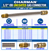 Charman 1/2" OD Uncoated Connector - 1/2" MIP x 1/2" MIP - Spec Sheet
