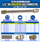 Charman 1/2" OD Uncoated Connector - 1/2" MIP x 1/2" FIP - Spec Sheet