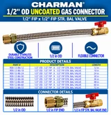 Charman 1/2" OD Uncoated Connector - 1/2" FIP x 1/2" FIP Straight Ball Valve -Spec Sheet
