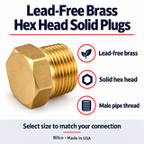 Billco lead-free brass hex head solid plug features