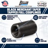 Billco Black Merchant Taper Tapped Full Couplings feature graphic