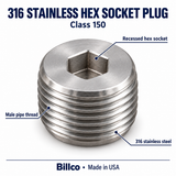 316 stainless steel hex socket plug feature diagram