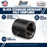 Billco Black Standard Merchant Half Couplings feature graphic