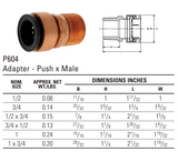 Nibco® P604 Wrot Racer® Adapter Dimensions