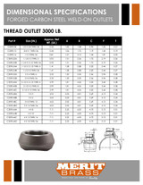 3000# Forged Steel Threaded Outlet Dimensions