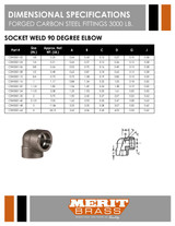 3000# Forged Steel Socket Weld 90 Elbow Spec Sheet