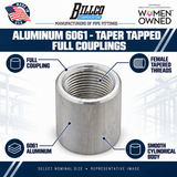 Billco Aluminum 6061 - Taper Tapped Full Couplings feature graphic