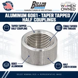 Billco Aluminum 6061 - Taper Tapped Half Couplings feature graphic