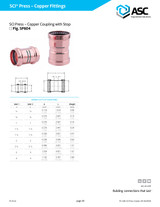 SCI Press Copper Coupling with Stop Dimensions