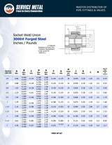 3000# Forged Steel Socket Weld Union Dimensions