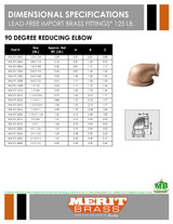 125# Lead Free Brass Reducing Reducing 90 Degree Elbow Dimensions
