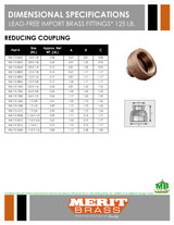 125# Lead Free Reducing Coupling Dimensions