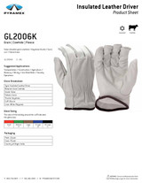 Pyramex Insulated Leather Driver Glove Product Data Sheet